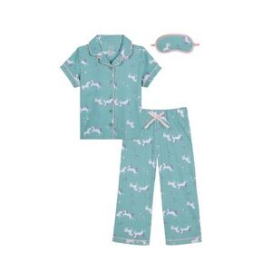 Wonder Nation Aqua Unicorn Pajama Set with Sleep Mask